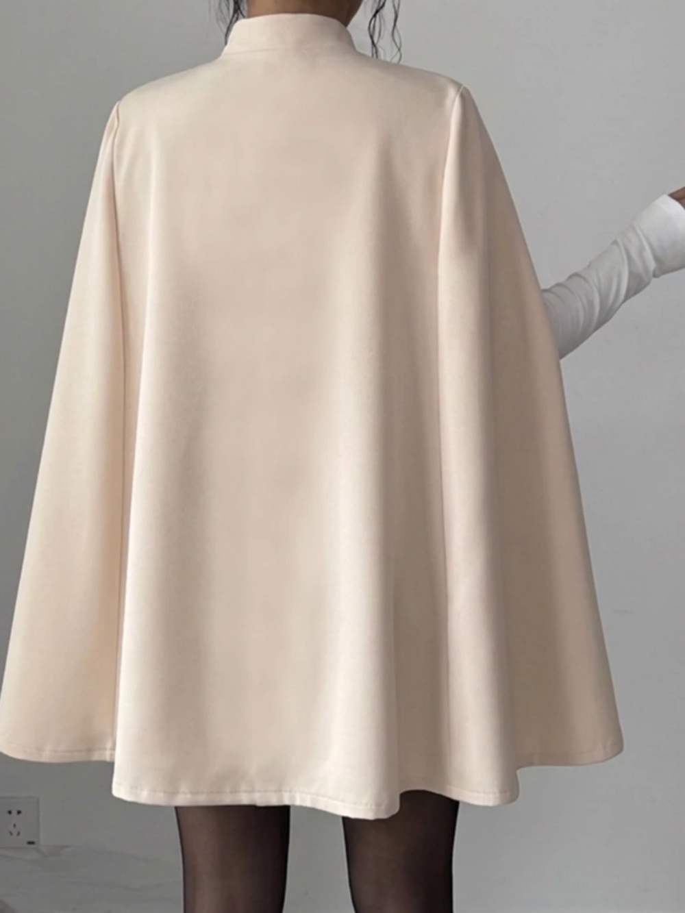 Classic Solid Open Front Button Detail Cape Style Blazer Coar Jacket - Picture 7 of 7